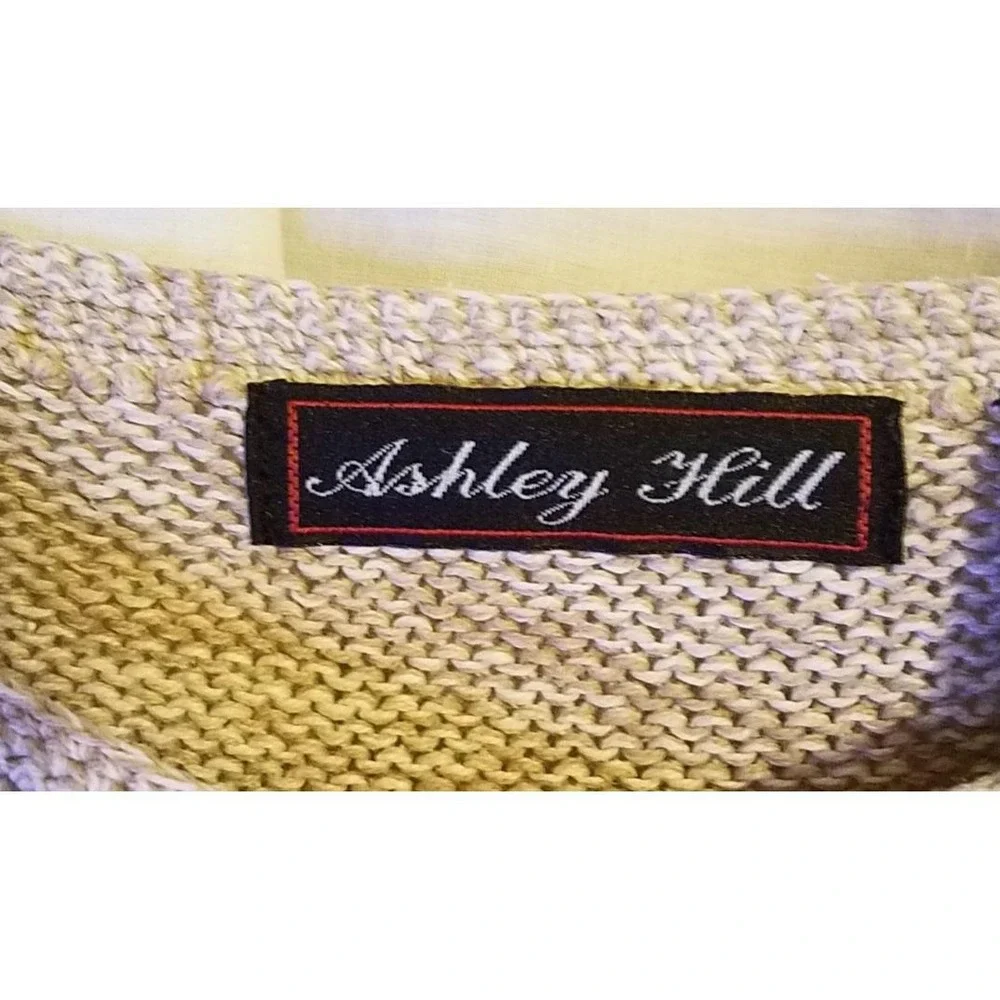 Ashley Hill Vintage 90s Christmas Sweater LG Snowman Chunky Knit Cotton Cardigan